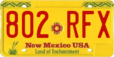 NM license plate 802RFX
