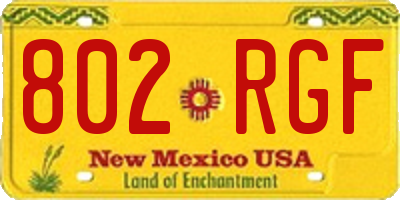 NM license plate 802RGF