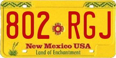 NM license plate 802RGJ