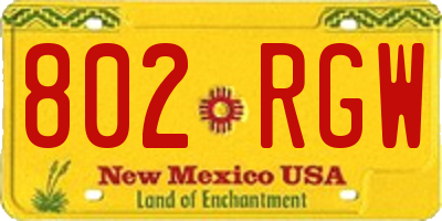 NM license plate 802RGW