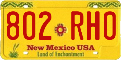 NM license plate 802RHO