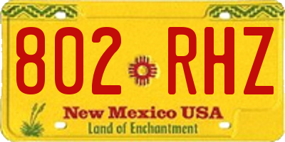 NM license plate 802RHZ