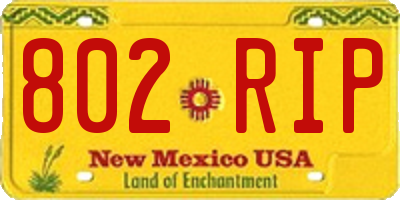 NM license plate 802RIP