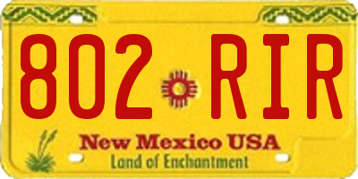 NM license plate 802RIR