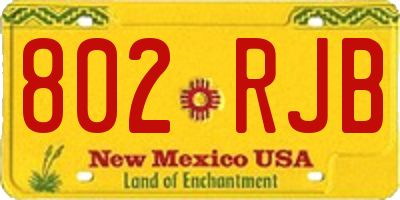 NM license plate 802RJB