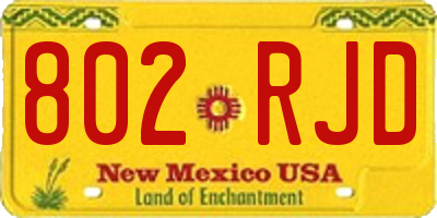 NM license plate 802RJD