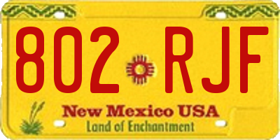 NM license plate 802RJF
