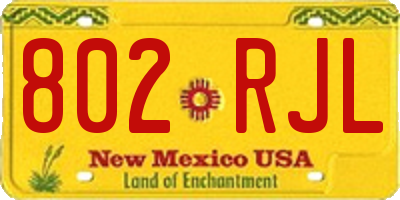 NM license plate 802RJL