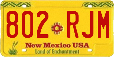 NM license plate 802RJM