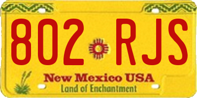 NM license plate 802RJS