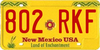 NM license plate 802RKF