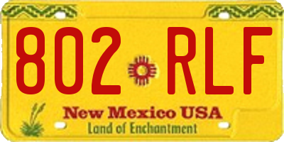 NM license plate 802RLF