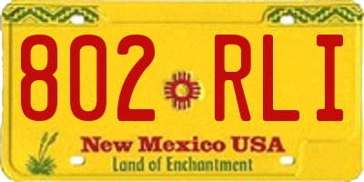 NM license plate 802RLI