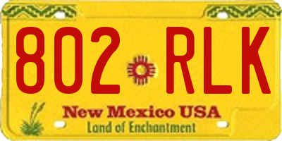 NM license plate 802RLK