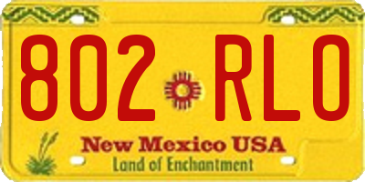 NM license plate 802RLO