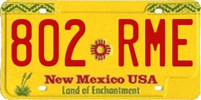 NM license plate 802RME
