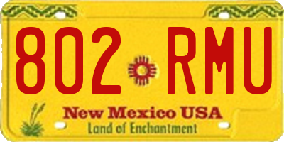 NM license plate 802RMU