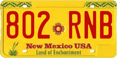 NM license plate 802RNB