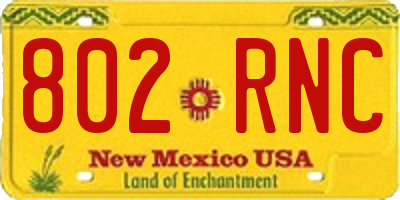 NM license plate 802RNC