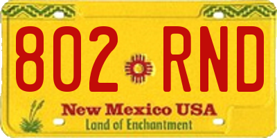NM license plate 802RND