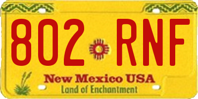 NM license plate 802RNF