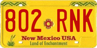 NM license plate 802RNK