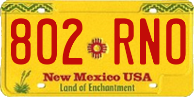 NM license plate 802RNO