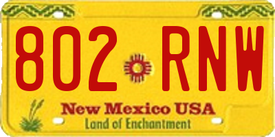 NM license plate 802RNW
