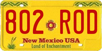 NM license plate 802ROD