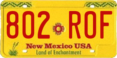 NM license plate 802ROF