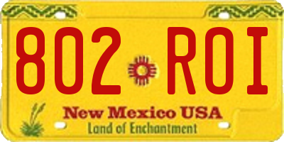 NM license plate 802ROI