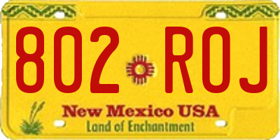 NM license plate 802ROJ