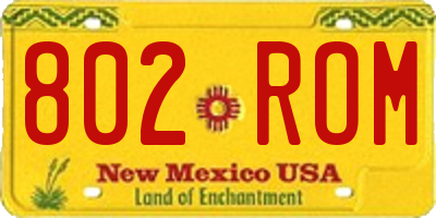 NM license plate 802ROM
