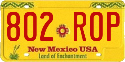 NM license plate 802ROP