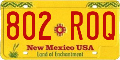 NM license plate 802ROQ