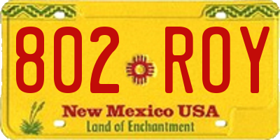 NM license plate 802ROY