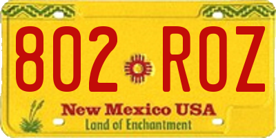 NM license plate 802ROZ