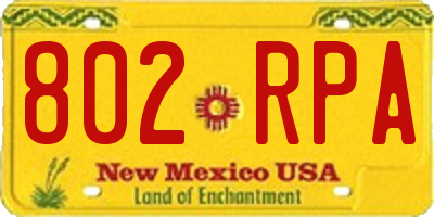 NM license plate 802RPA
