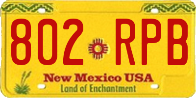 NM license plate 802RPB