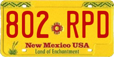 NM license plate 802RPD