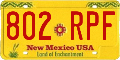 NM license plate 802RPF