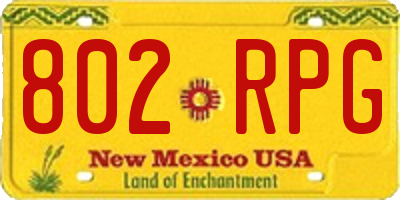 NM license plate 802RPG