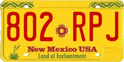 NM license plate 802RPJ