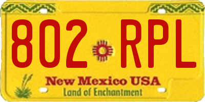 NM license plate 802RPL