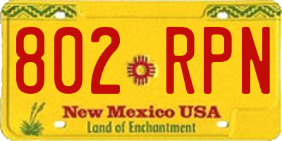 NM license plate 802RPN
