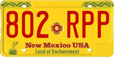 NM license plate 802RPP