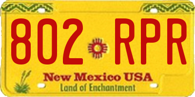 NM license plate 802RPR