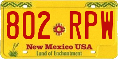NM license plate 802RPW