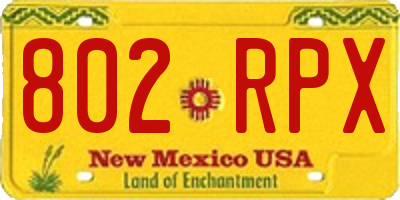 NM license plate 802RPX