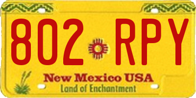 NM license plate 802RPY